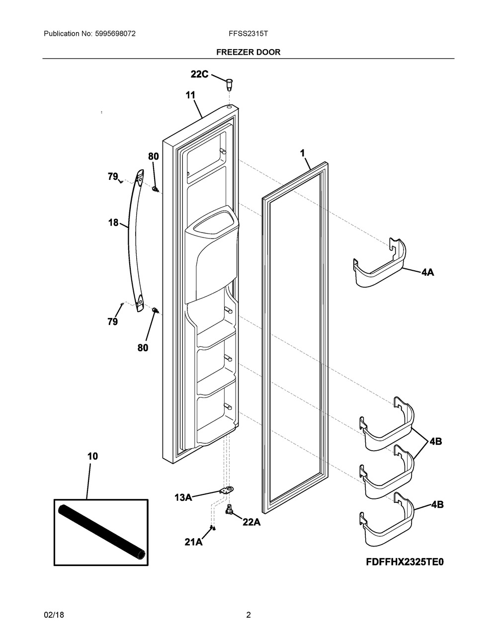 807460039 : 807460039 FREEZER DOOR,COMPLETE,STAINLE