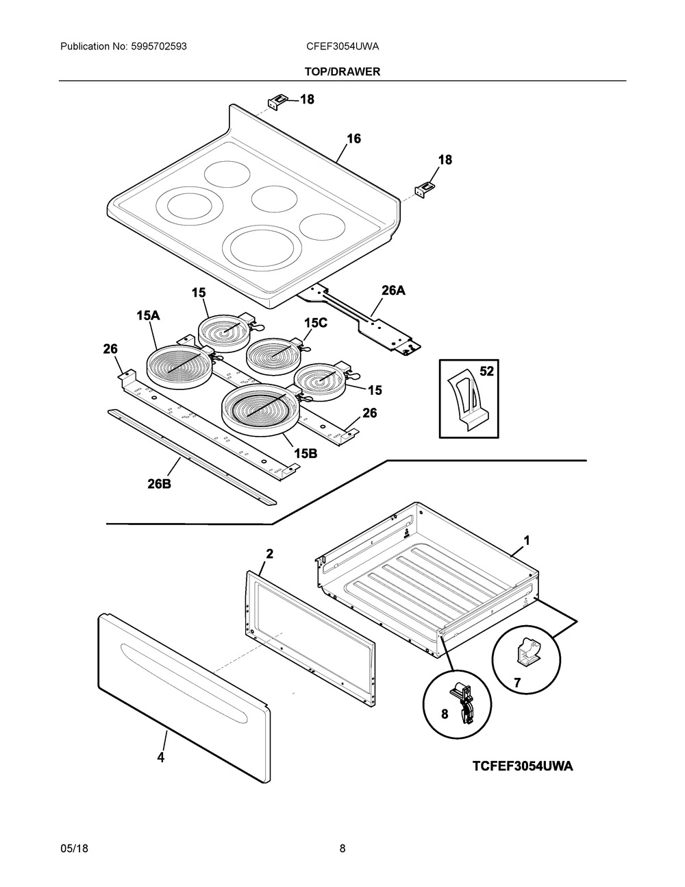 ELECTROLUX/FRIGIDAIRE, SMOOTHTOP,ASSEMBLY,GLASS/STEEL, 5304513844