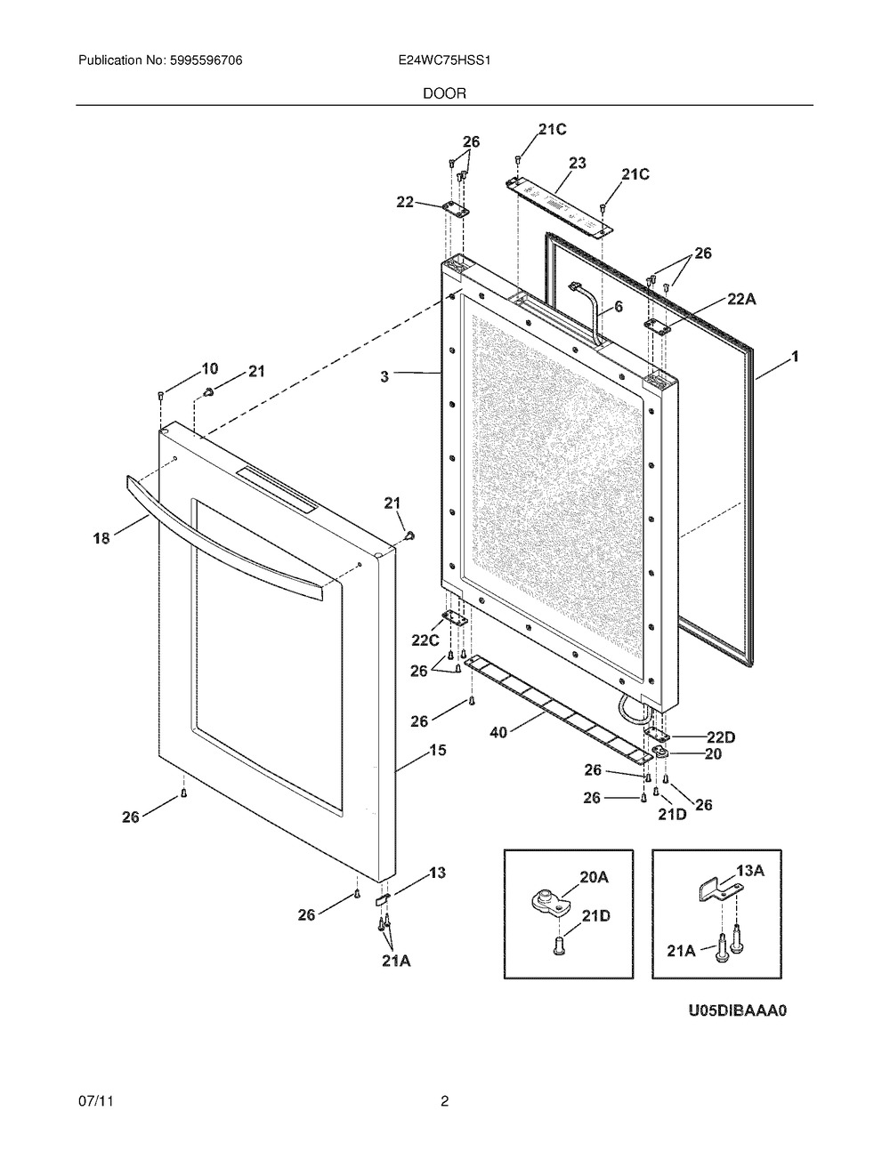 ELECTROLUX/FRIGIDAIRE, HARNESS-WIRING,DOOR, 241958501