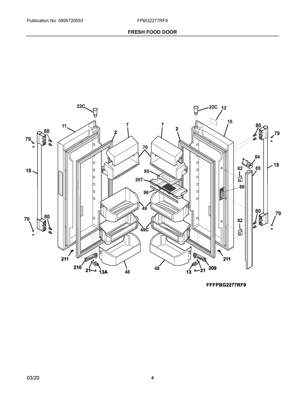 DOOR-REFR,STAINLESS,LH (242185676)