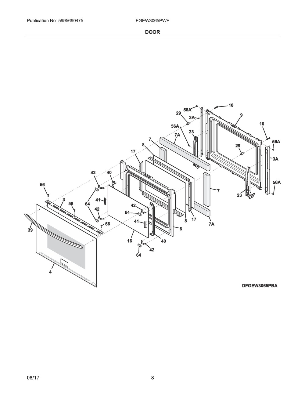 5304513291 : 5304513291 GLASS ASSEMBLY,DOOR,WHITE,UPP