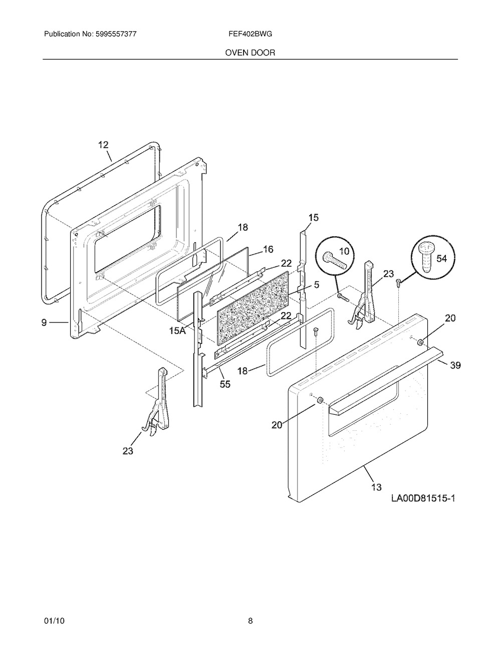 FRIGIDAIRE RANGE HINGE DOOR (318024745)