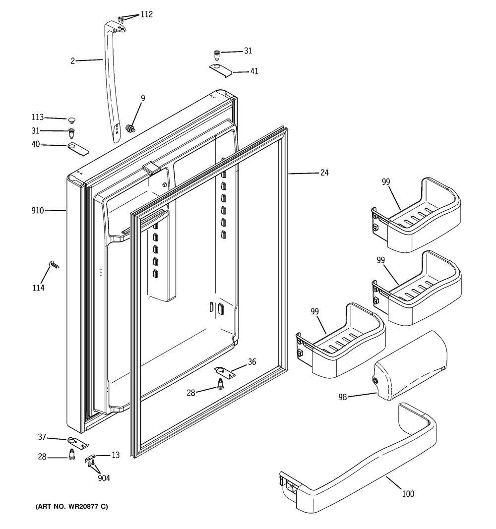 G.E. REFRIGERATOR DOOR GASKET, GREY (WR01L02096)