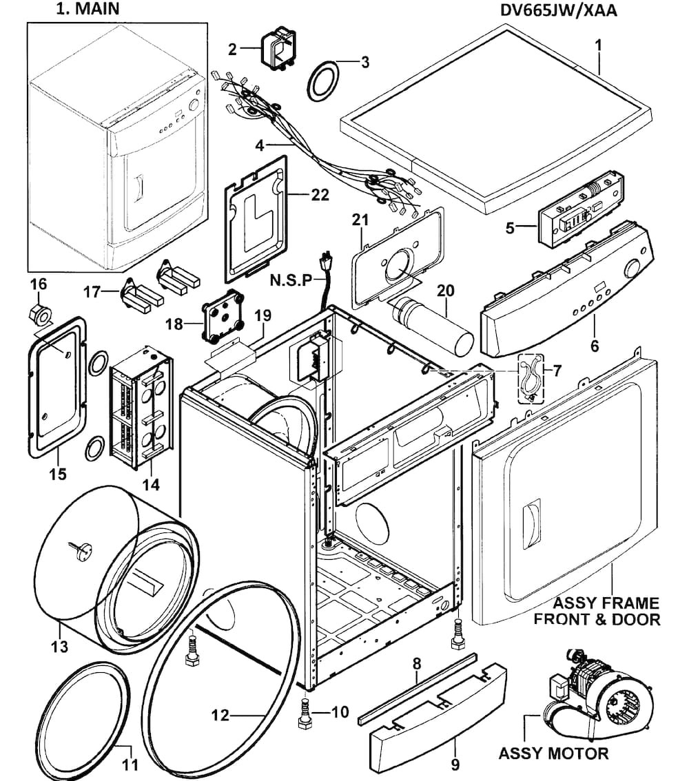 SAMSUNG, ASSY GASKET PAD;DV5008J,, DC97-01428A