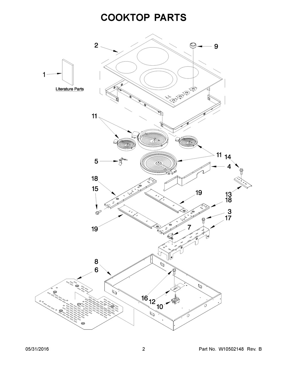 WHIRLPOOL RANGE GLASS COOKTOP (W10505179)