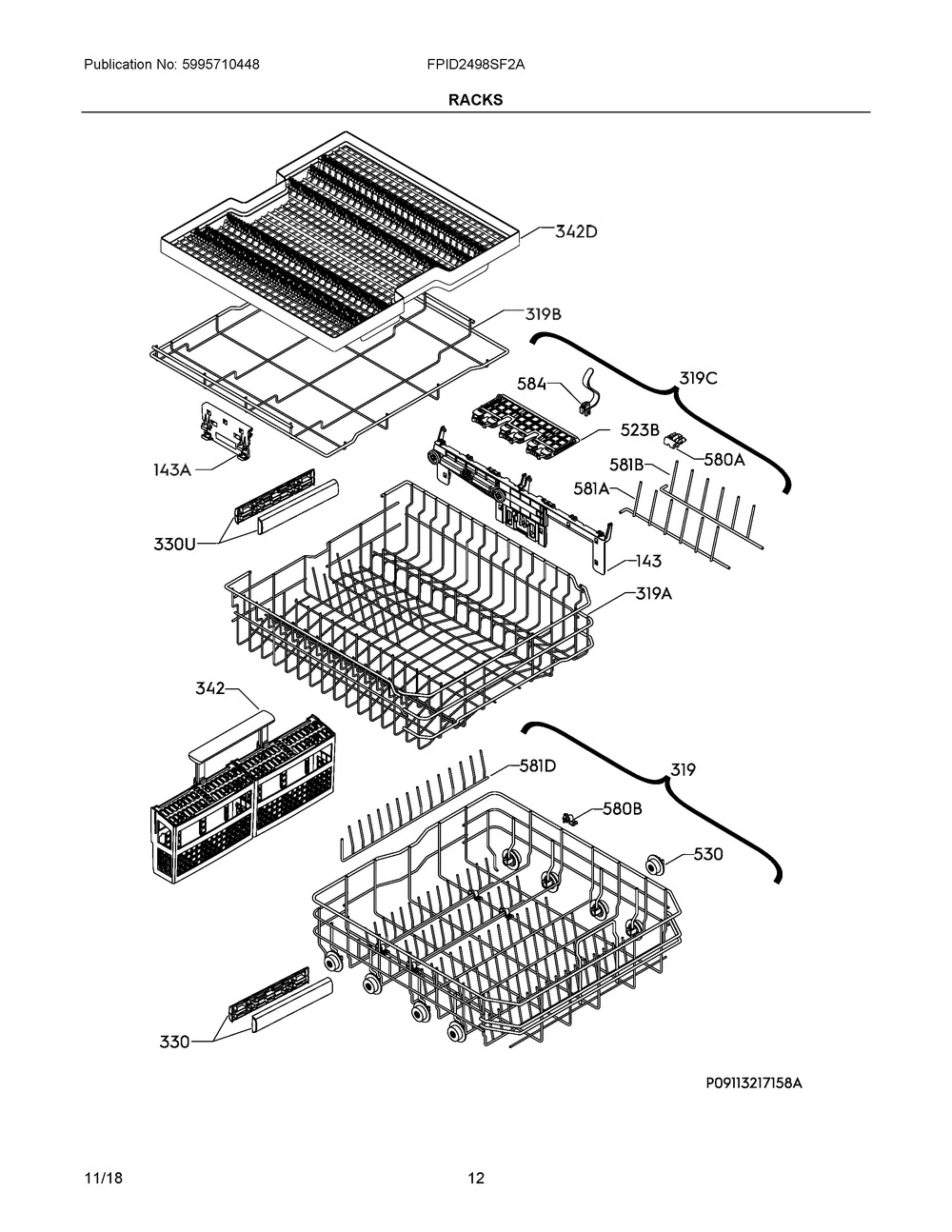 405542573 : 405542573 HANDLE KIT,RACK,UPPER