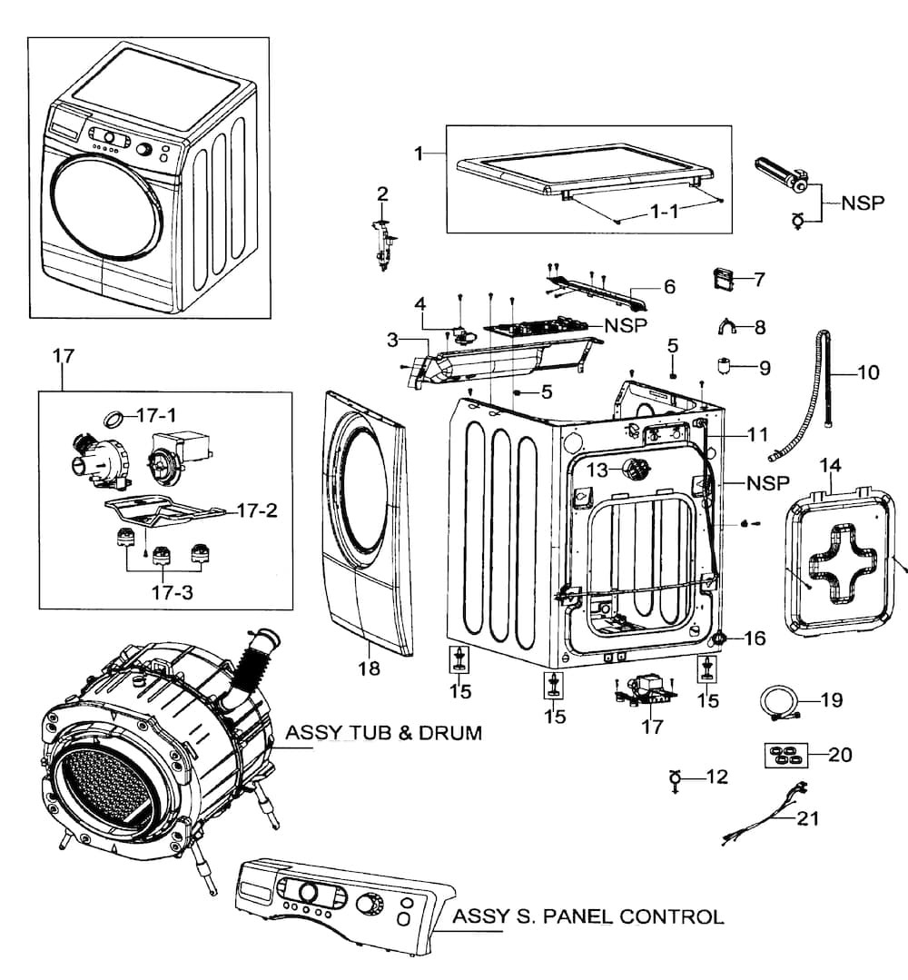 DC97-06995P : DC97-06995P FRAME ASSY, WF337AAR TANGO
