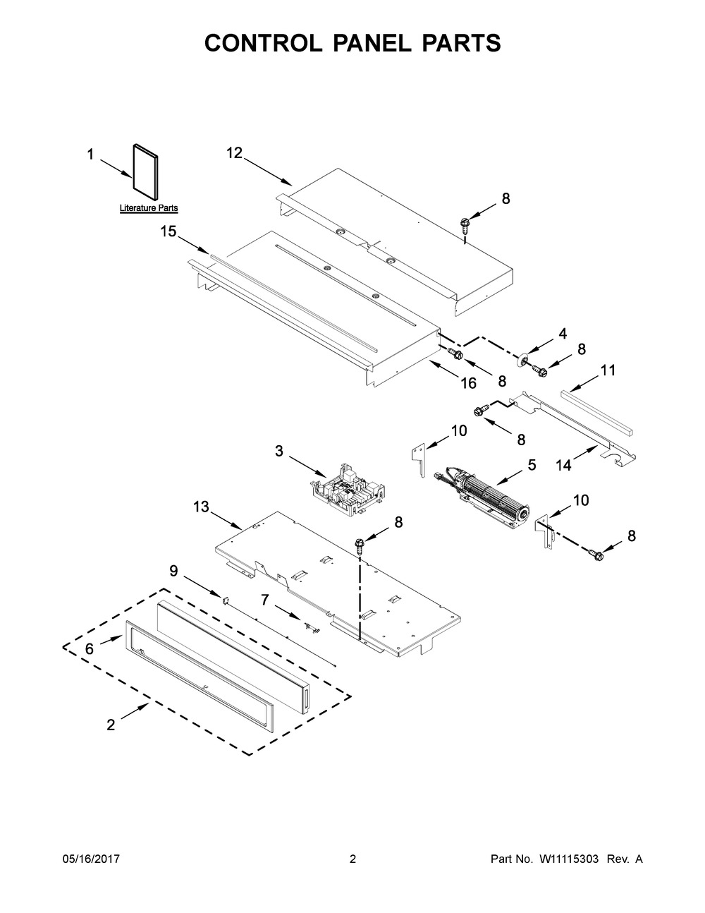 Whirlpool Range Control Panel Assembly (W11428585)