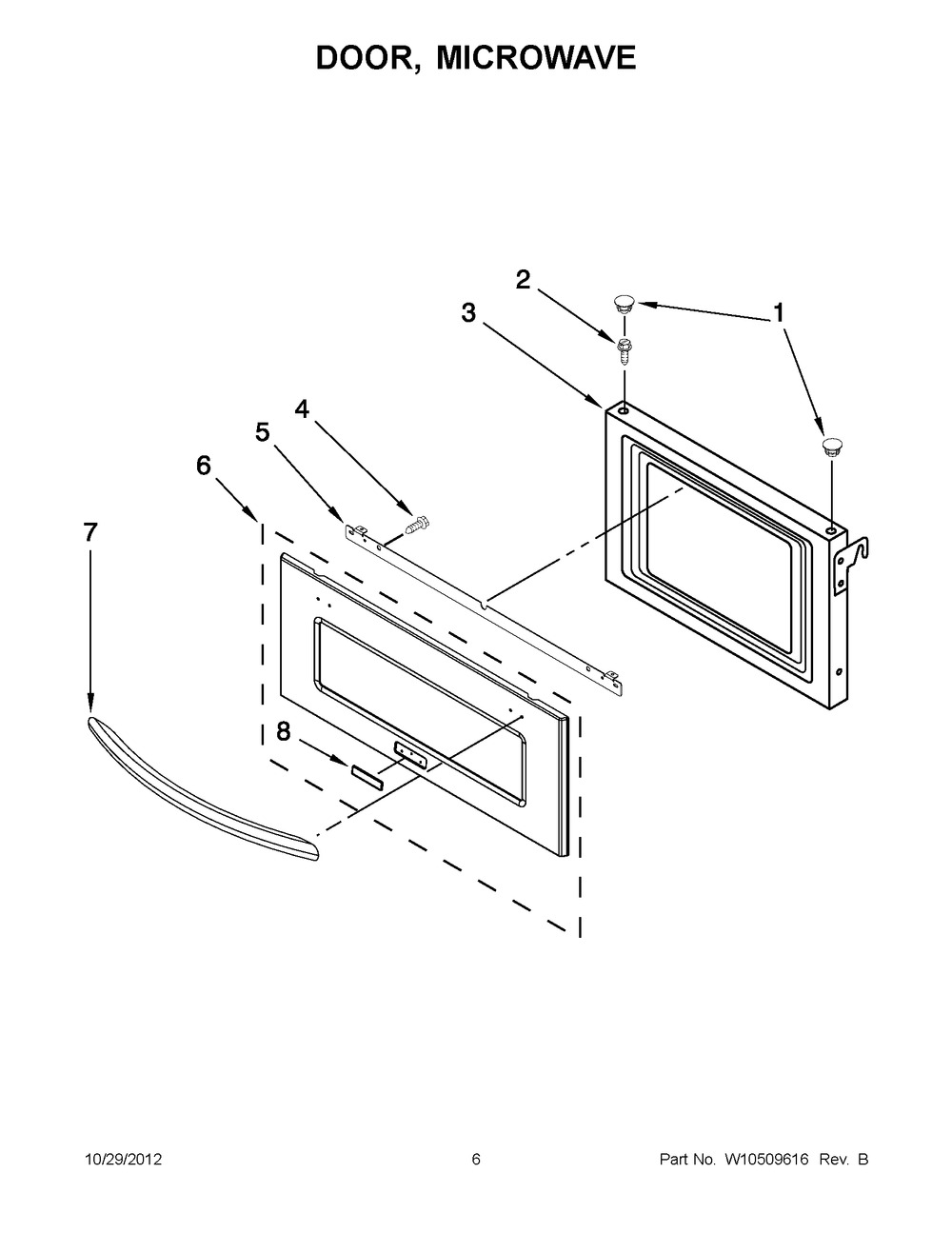 Whirlpool Microwave Glass Door Assembly, 30" (W10585730)
