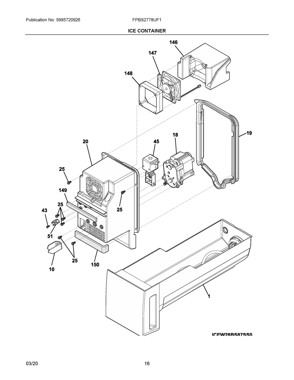 ICE CONTAINER ASSY,W (242093012)