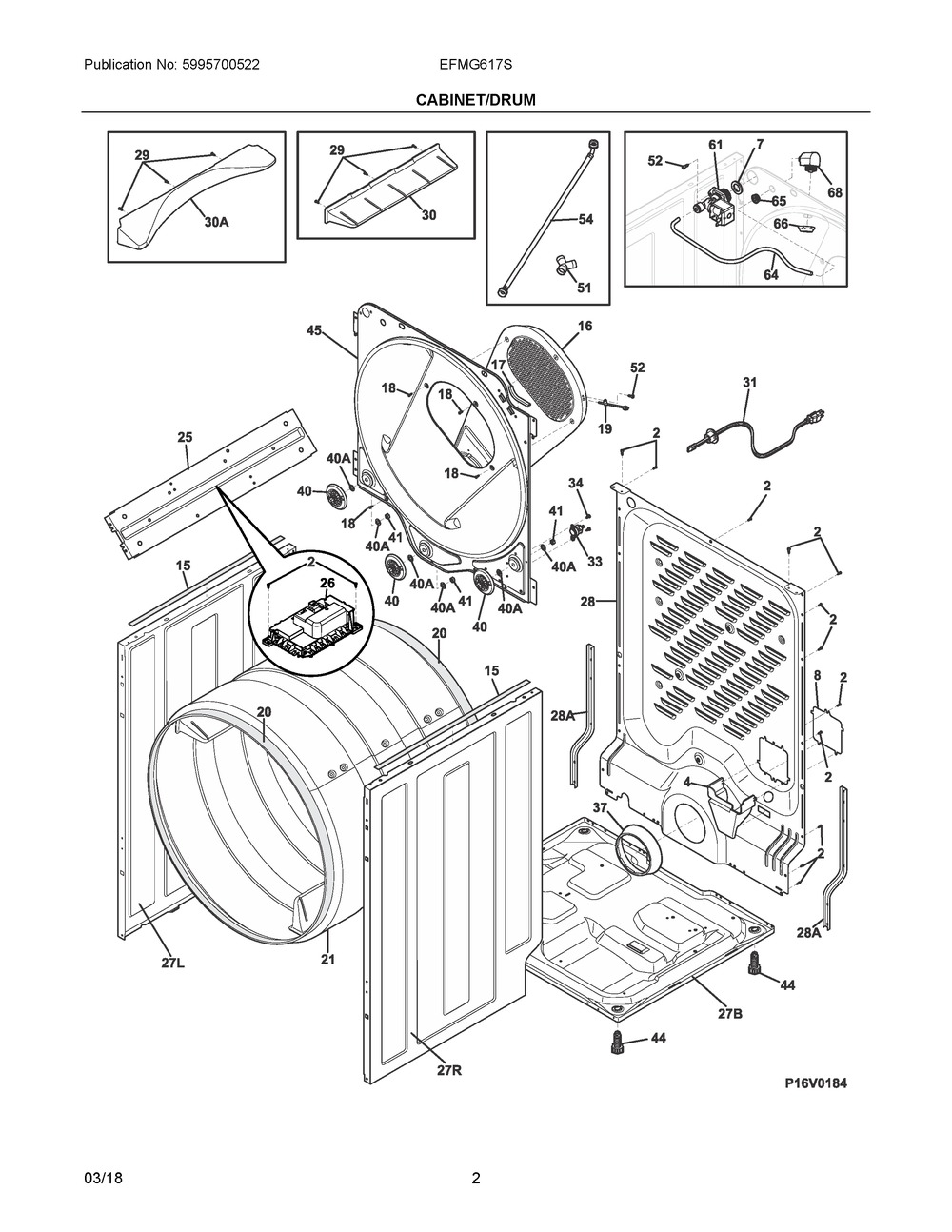 ELECTROLUX/FRIGIDAIRE, MAIN BOARD,ASSEMBLY (GAS),DRYE, 5304505540