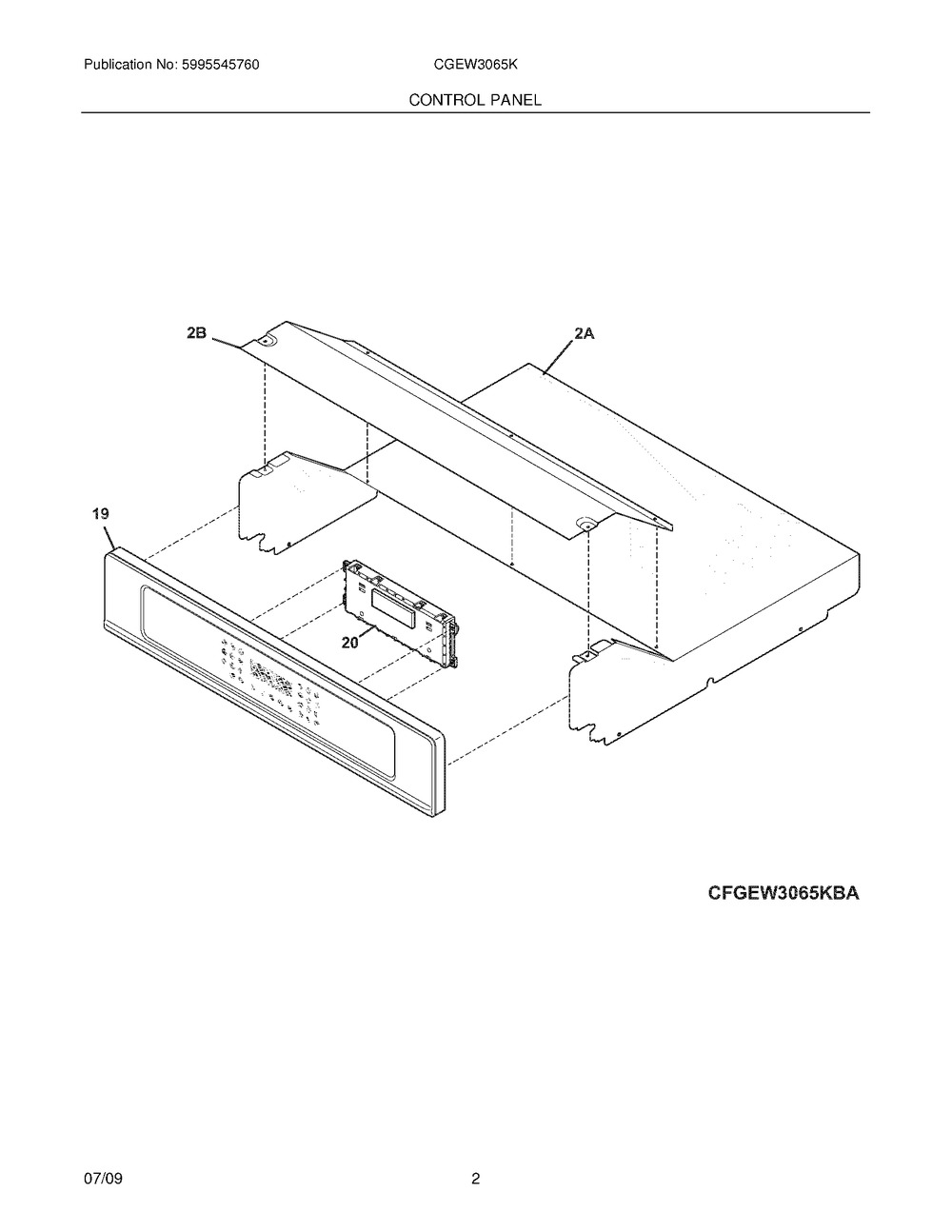 318575123 : 318575123 PANEL ASSEMBLY,CONTROL ,WHITE