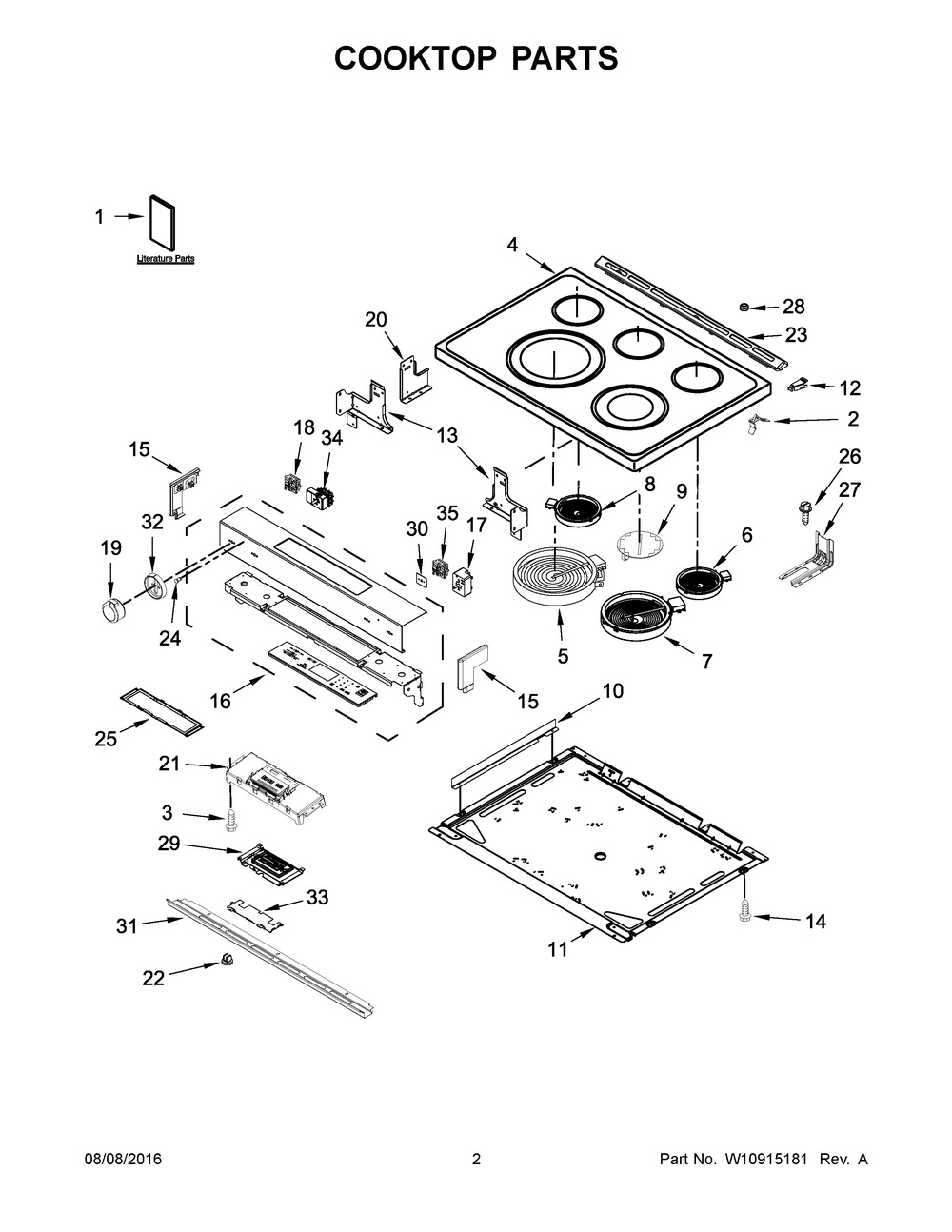 Whirlpool Range Control Panel, White (W10915658)