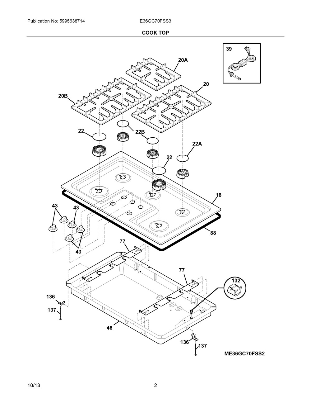 ELECTROLUX/FRIGIDAIRE, KNOB,CONTROL,(5), 318242271