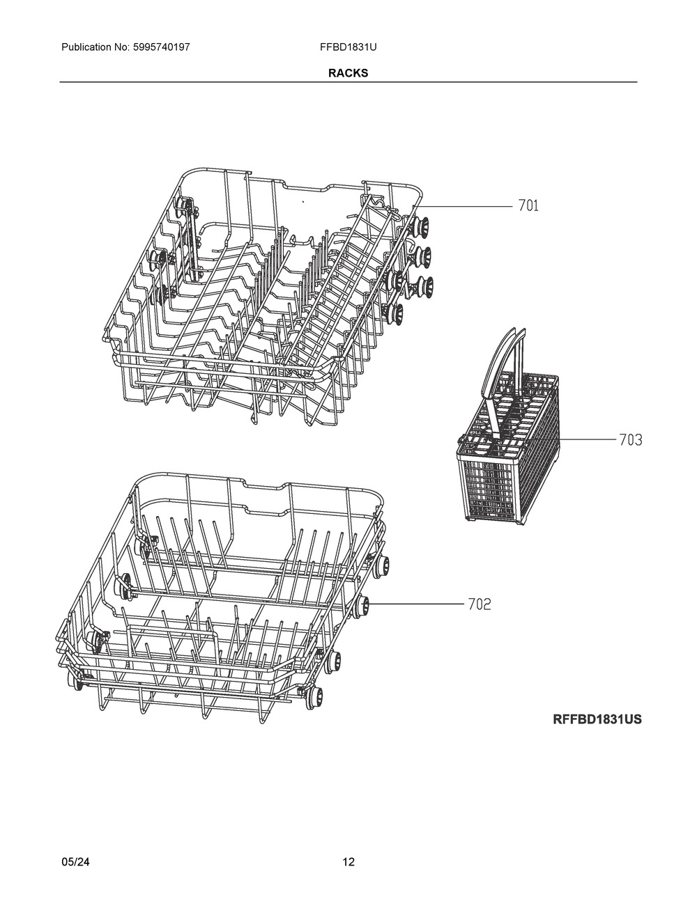 5304519285 : 5304519285 RACK ASSEMBLY,UPPER,W/ROLLERS